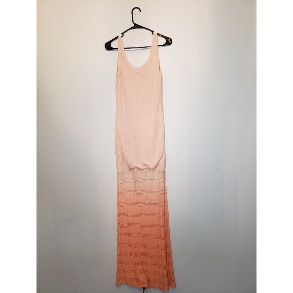 Victoria's Secret Womens M Tank Maxi Knit Dress Pink Ombre Flax Blend Stripe - Picture 2 of 8